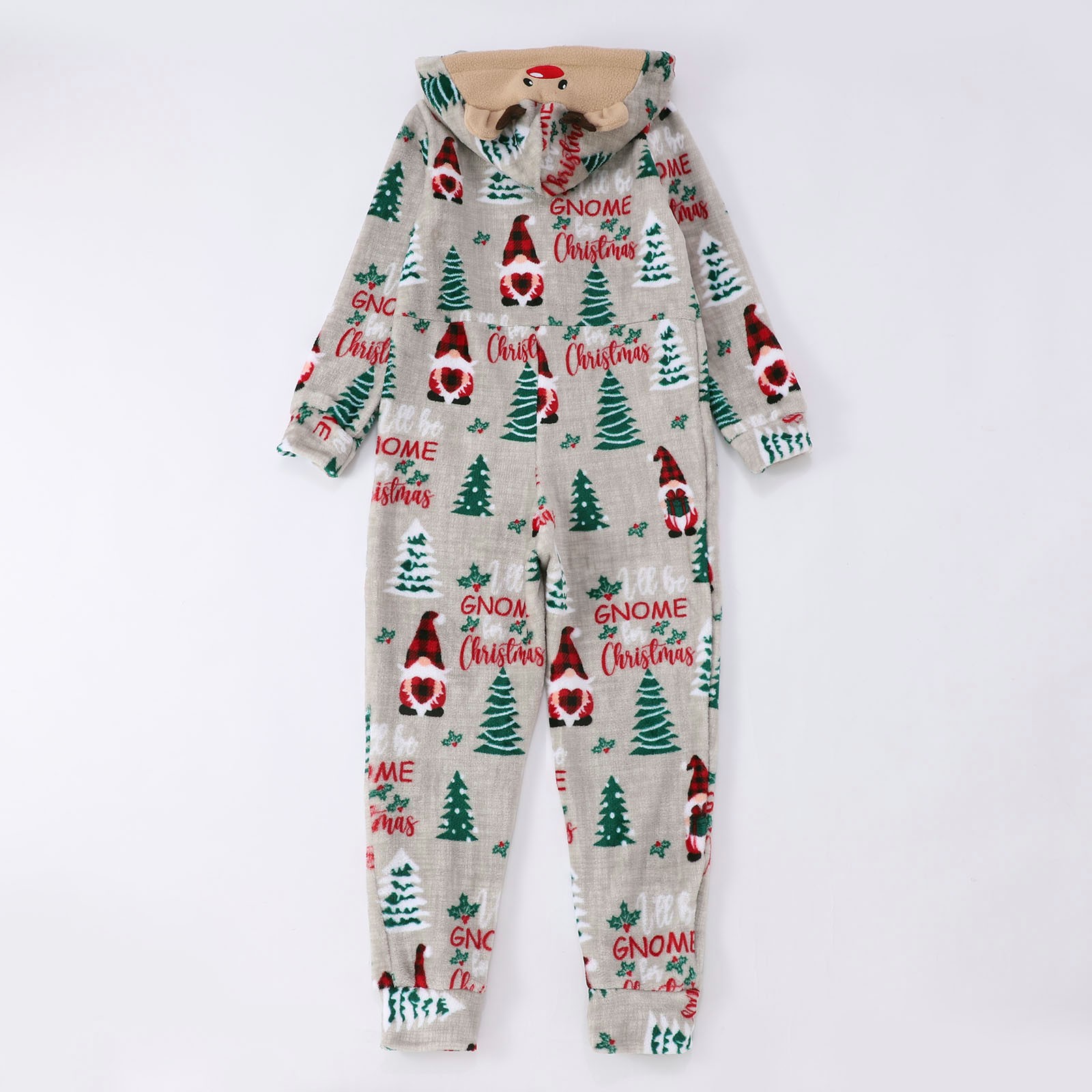 CUZIBR Christmas Family Pajamas Thickened Downy Long Sleeve Hooded Full Zipper Up Overall Sleepwear Outfits Lovely Snowflake Snowman Print One Piece Jumpsuits Loungewear For Kid,Light Gray,7-8 Years