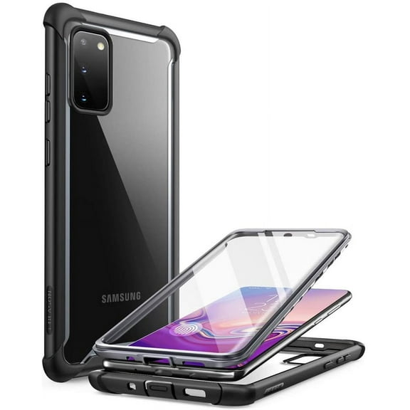 i-Blason Ares Case for Samsung Galaxy S20 5G (2020 Release), Dual Layer Rugged Clear Bumper Case with Built-in Screen Protector (Black)