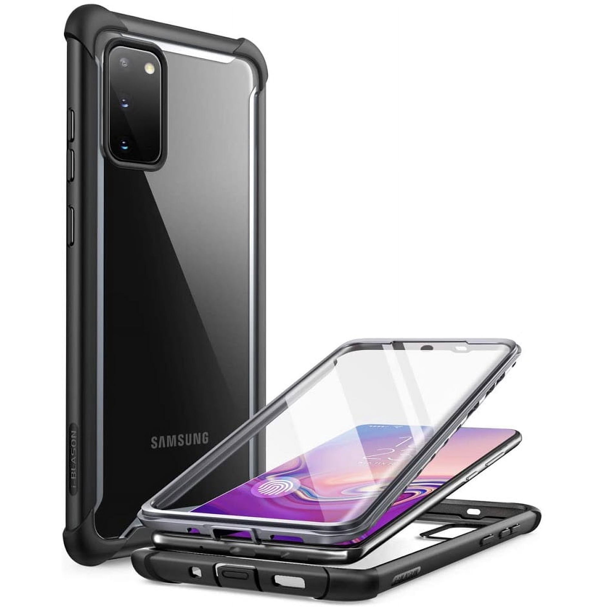 i-Blason Ares Case for Samsung Galaxy S20 5G (2020 Release), Dual Layer Rugged Clear Bumper Case with Built-in Screen Protector (Black)