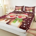 thumbnail image 3 of jejeloiu Kawaii Xmas Reindeer Queen Sheet Sets,Merry Christmas Flat Sheet,White Lovely Polka Dots Queen Fitted Sheet For Children,Breathable Home Decor,4-Piece, 3 of 7