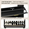 thumbnail image 6 of Finnhomy Extended Shoe Cabinet with Natural Rattan Flip Drawers for Entryway, Free Standing 2 Tier Slim Shoe Organizer with Large Top Board, Shoe Cabinet with 3-Gear Adjustable Width Drawers, Black, 6 of 16
