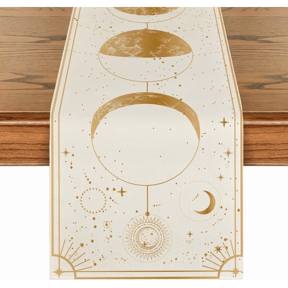 SM-XLHN Astrology Moon Magic Art Table Runner, Seasonal Mystical Gothic Kitchen Dining Table Decoration for Home Party Decor 13x72 Inch