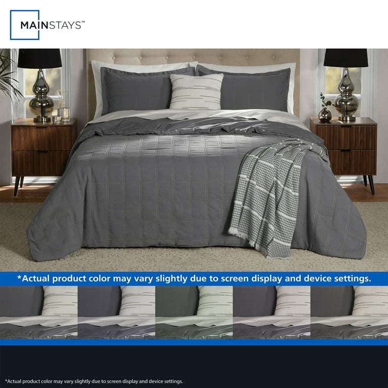 Free Shipping! Mainstays Grey Waffle Check Comforter Set for Full