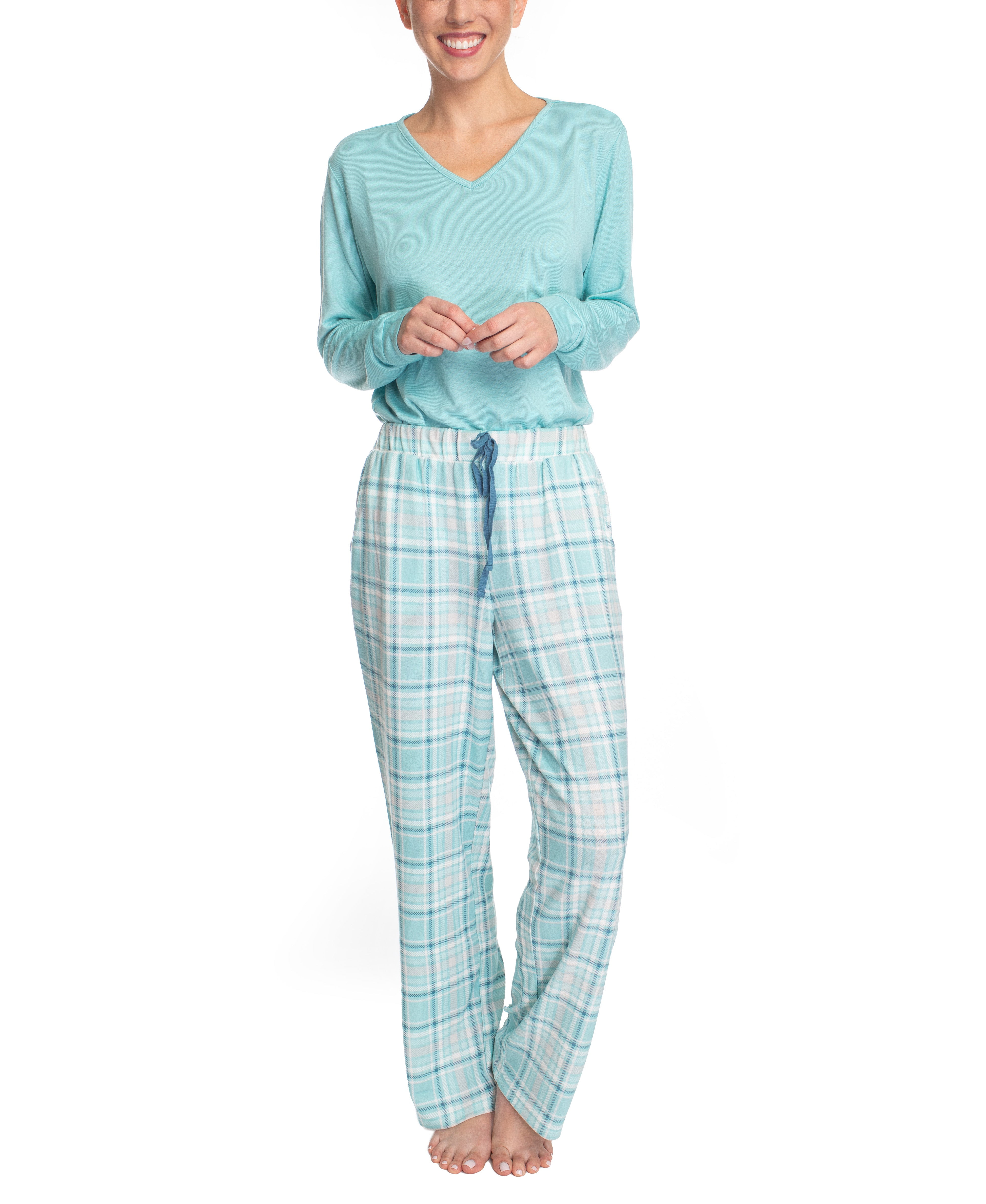Hanes Women's Dreamscape Longsleeve Top and Pajama Bottom Butter Knit ...