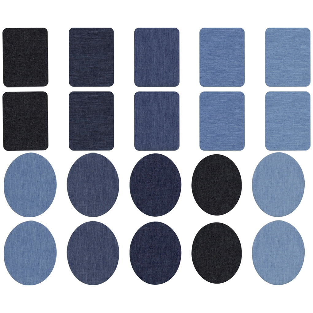 Vokmon Jean Fabric Adhesive Patches Square Rectangular Oval DIY