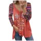 thumbnail image 2 of Pntutb Mujer Casual Empalme Cuello en V Impresión Cobertura Blusa Manga Larga Camisas tops Pntutb Pntutb-7118, 2 of 6
