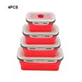 thumbnail image 4 of Inteprter Contenedor de almacenamiento de alimentos de Gel de sílice, 4 Uds., fácil de limpiar, microondas versátil que ahorra espacio Mostrada Rojo, 4 of 6