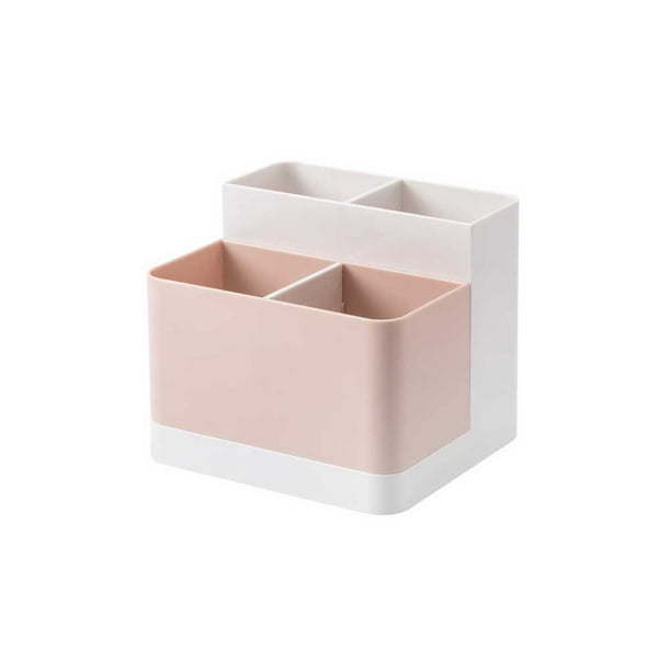 Vogacara Caja de almacenamiento de escritorio, compartimentos para sala de estar, estuche de organización, organizador de oficina para el hogar, cepillo Bolsas de maquillaje Rosado Vogacara CE014209-01B