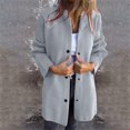thumbnail image 5 of jtjvou Casual Single Breasted Hooded Jacket Women lightweight Flannel Long Fall Jackets Dressy Trench Coat Gray XXXXXL, 5 of 6