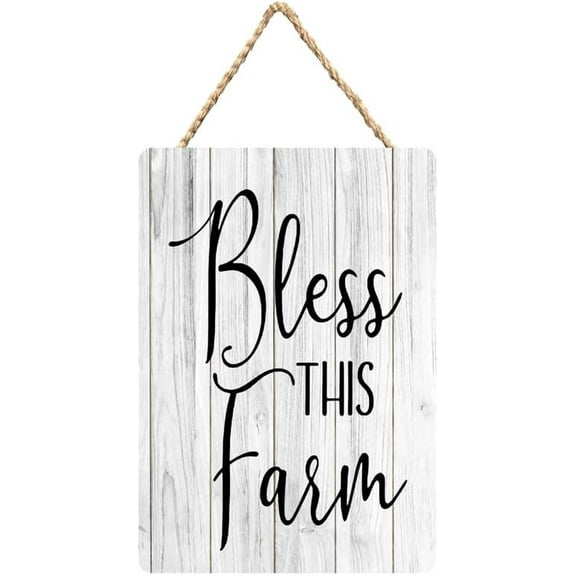 Rustic Wooden Sign Decor - Bless This Farm - Wood Plaque Home & Office Inspirational Gifts Hanging Wall Signs 6x12 IN