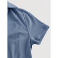 thumbnail image 3 of Blue Vintage 2000s Ribbed Knit Collar Mini Dress, Preppy 70s Flared Skirt, 3 of 4