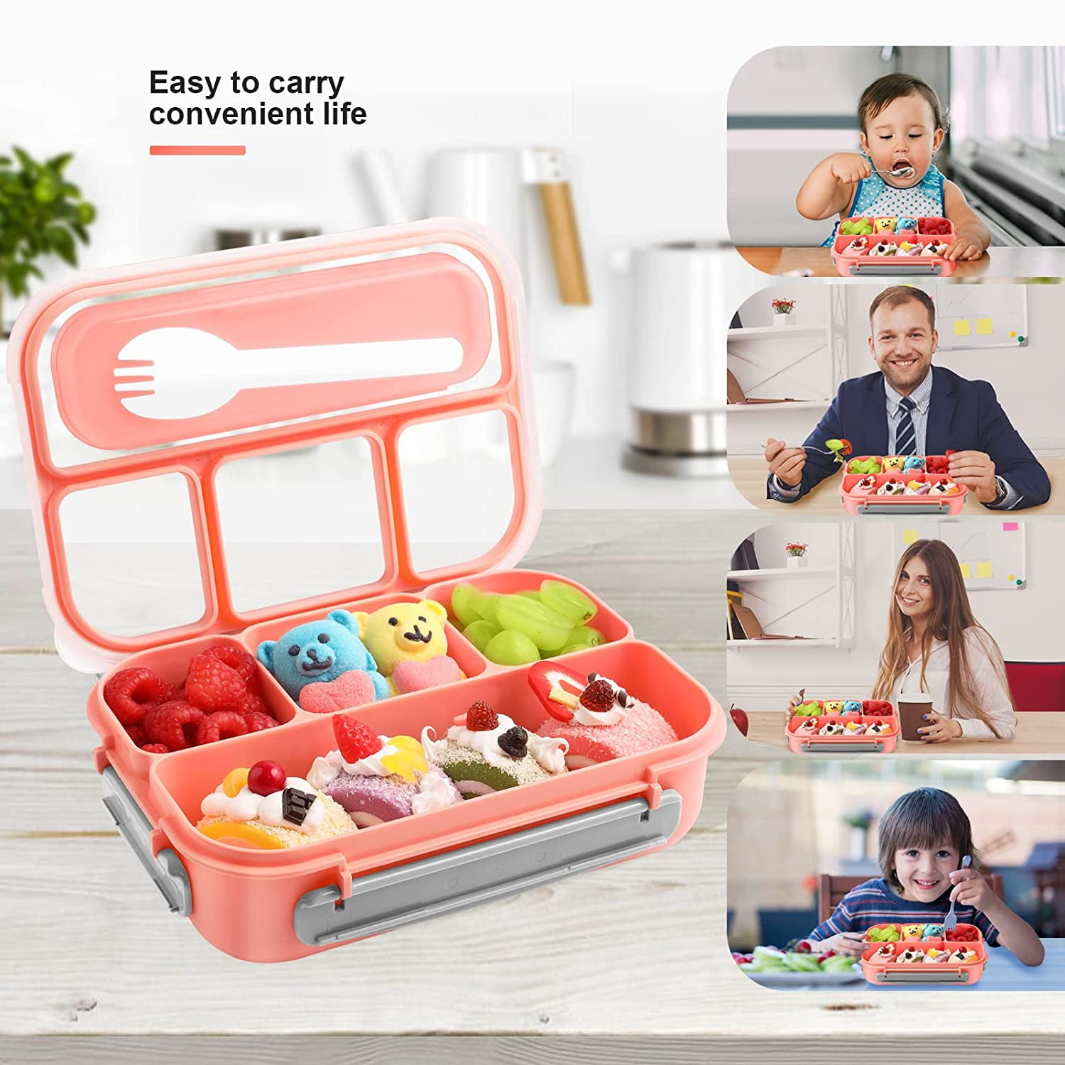 Cute Lunch Box Insulated Lunch Bag Bento Box Food Container Storage Boxes with Cutlery for Adults Office Camping 2 Tiersblue U2026