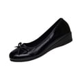 thumbnail image 3 of Women Dressy Flat Shoes Slip on Office Work Shoes with Front Bowknot, Ladies Business Casual Comfortable Low Heels Shoes Outdoor Wear Versatile Plus-Size Loafers, 3 of 10