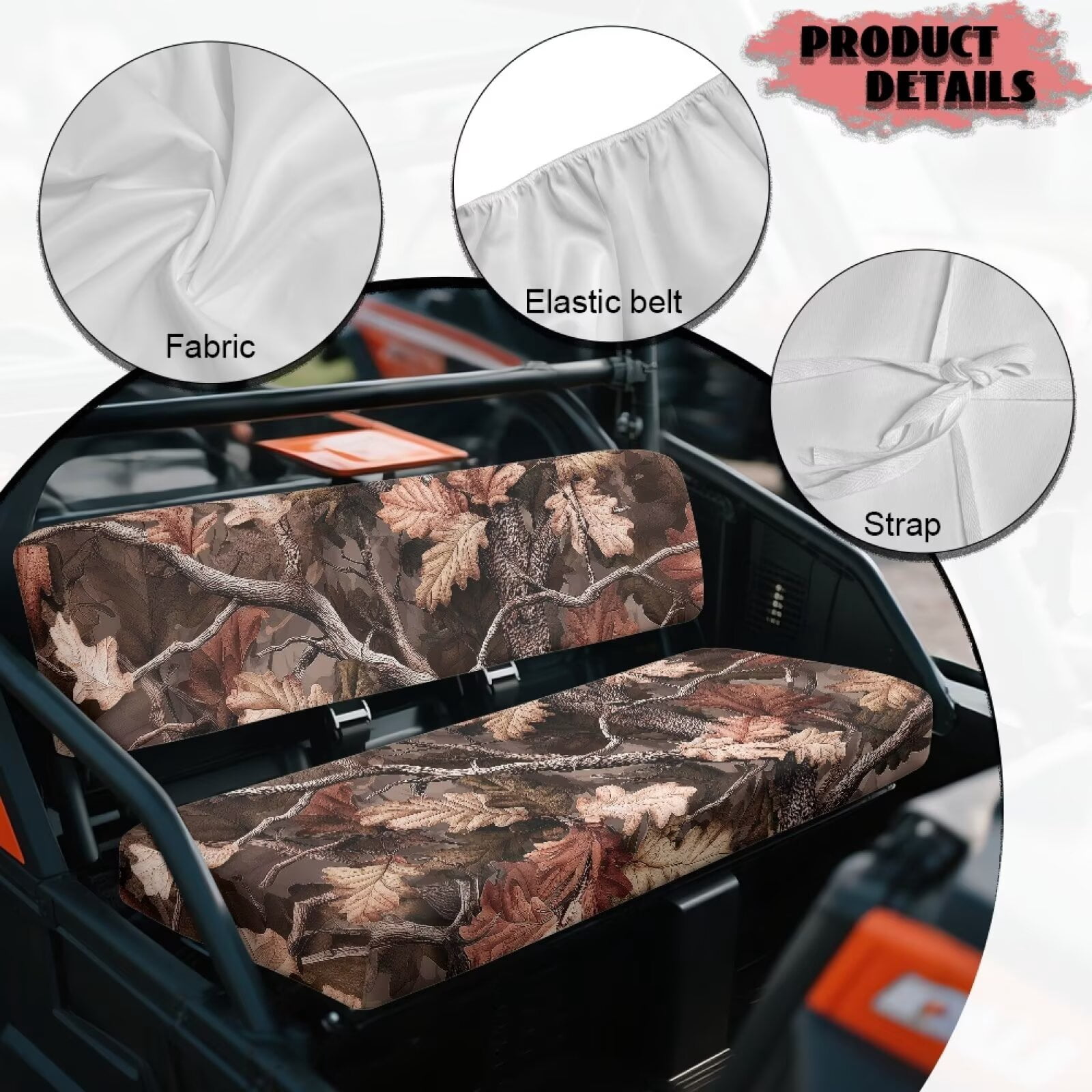 XYZCANDO Brown Camo Forest UTV Seat Covers Compatible with Kawasaki Mule 3010 Set 2 Pcs Front Seat Back & Seats Bottom Cover Mule Accessory Parts UTV Seats Protection Set