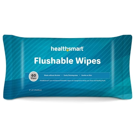 HealthSmart - 60 ct Flushable Wipes (6"x8")