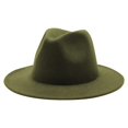 thumbnail image 3 of Gaukiv Unisex Felt Fedora Hats Wide Brim Classic Jazz Caps Structured Crown Versatile Styling Army Green M, 3 of 3