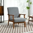 thumbnail image 2 of HOMCOM Accent Chair with Wide Seat and Wood Frame, Living Room Chair, Grey, 2 of 10