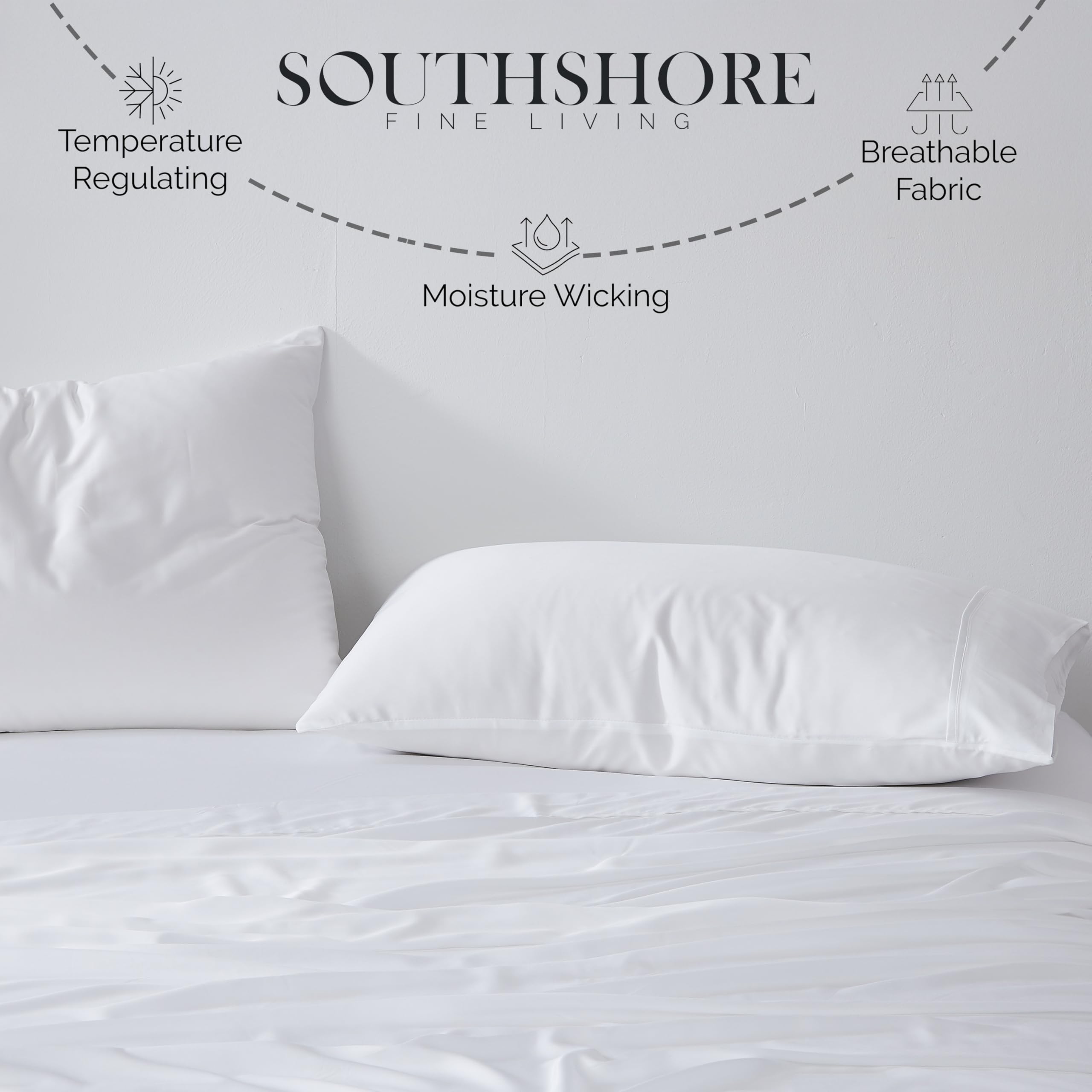 Southshore Fine Living, Inc. King Sheet Set, Rayon/Viscose Derived from Bamboo Sheets, White