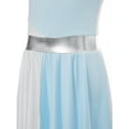 thumbnail image 5 of iiniim Girls Kids Sequins Ballet Asymmetric Lyrical Praise Dance Liturgical Metallic Color Block Modern Dress Light Blue 12, 5 of 7