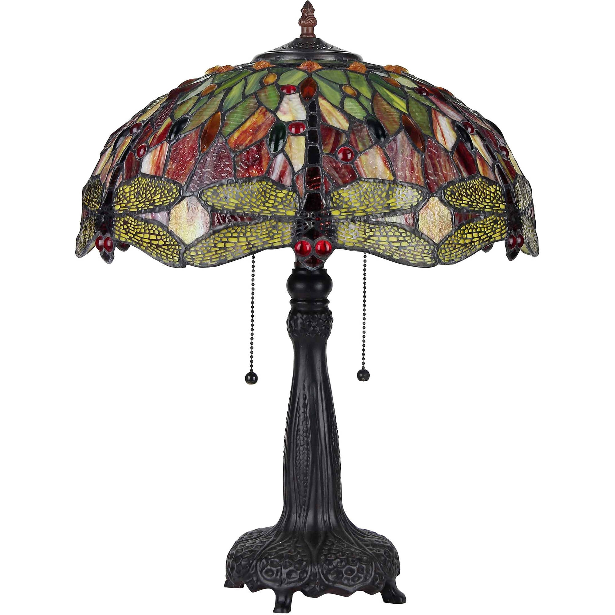 Chloe Lighting Empress Tiffany Style 2 Light Dragonfly Table Lamp