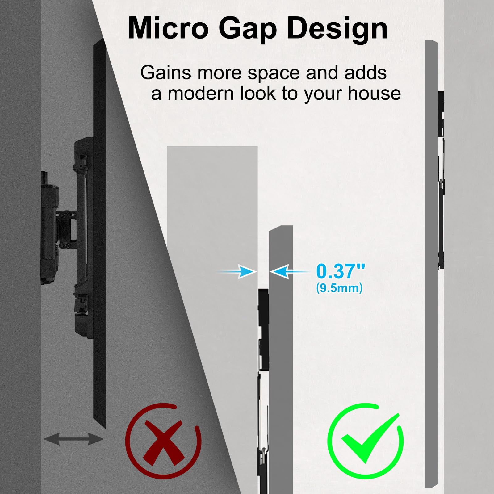 PUTORSEN Ultra Slim TV Wall Mount for 37 to 80 inch Flat TV & Frame TV, Max 165 lbs, 0.37'' Low Profile TV Wall Mount, VESA 200 x 200-600 x 400 mm