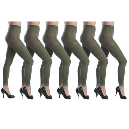 Capri Length Footless Tight - Isadora Women's 6 Pack Footless Tights with Lace Trim Set