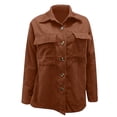 thumbnail image 5 of Corduroy Jacket for Women Trendy Long Sleeve Button Down Fall Shackets Oversized Lightweight Casual Coats with Pockets Light Brown 2XL, 5 of 7