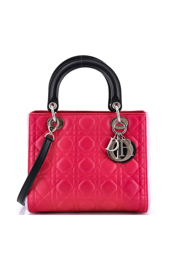 Pre-Owned Lady Dior Bag Cannage Quilt Lambskin Medium By Rebag