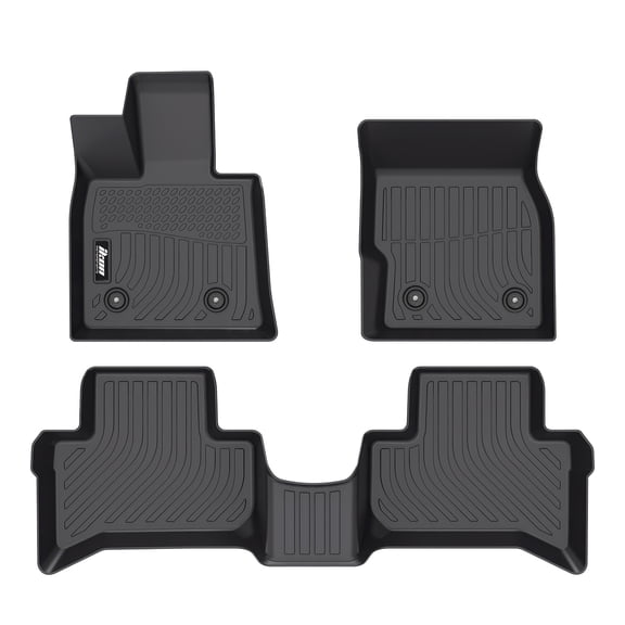 Ikon Motorsports 3D TPE Floor Mats, Compatible with 2018-2025 Alfa Romeo Stelvio, All Weather Waterproof Non-Slip Floor Liners, Front & 2nd Row Full Set Car Interior Accessories, Black