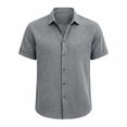 thumbnail image 3 of DPTALR Men's Summer Linen Hawaiian Shirt Short Sleeve Beach Button Down Shirt,Gray,Big and Tall Men L, 3 of 5