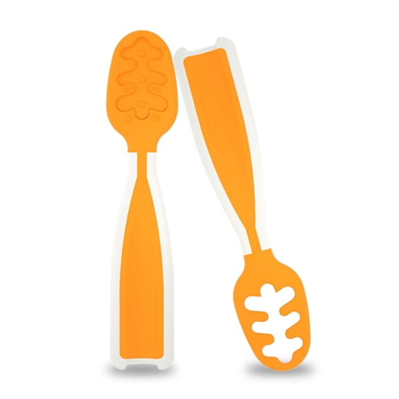 Arsvita Baby Spoons Set, 2 Pack Silicone Self-Feeding Utensils, First Stage Pre-Spoon Baby Led Weaning Spoons, BPA-Free Toddler Feeding Spoons for 6  Months Infants, Orange