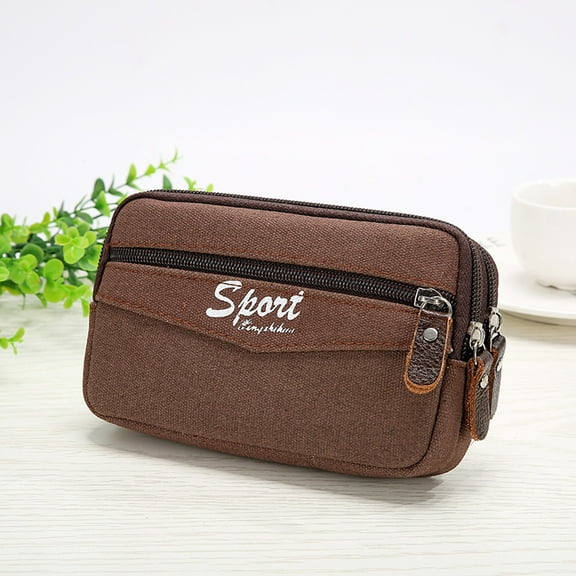 WIZUTIZ Fanny Packs Women Card Case Purse for Men Zipper Pockets Medium Solid Bags Waterproof Large-Capacity Bag 1 PC Coffee