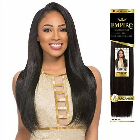 Sensationnel Empire yaki weave hair - Empire straight human hair yaki texture hair for weaving and sew in styles - Empire yaki 1 pack (20 inch, 1 JETBLACK)