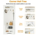 thumbnail image 5 of Corner Hall Tree with Shoe Bench, Versatile Entryway Coat Rack with 4 Hooks, Corner Cabinet with Adjustable Shelf for Hallway, Living Room, 5 of 6