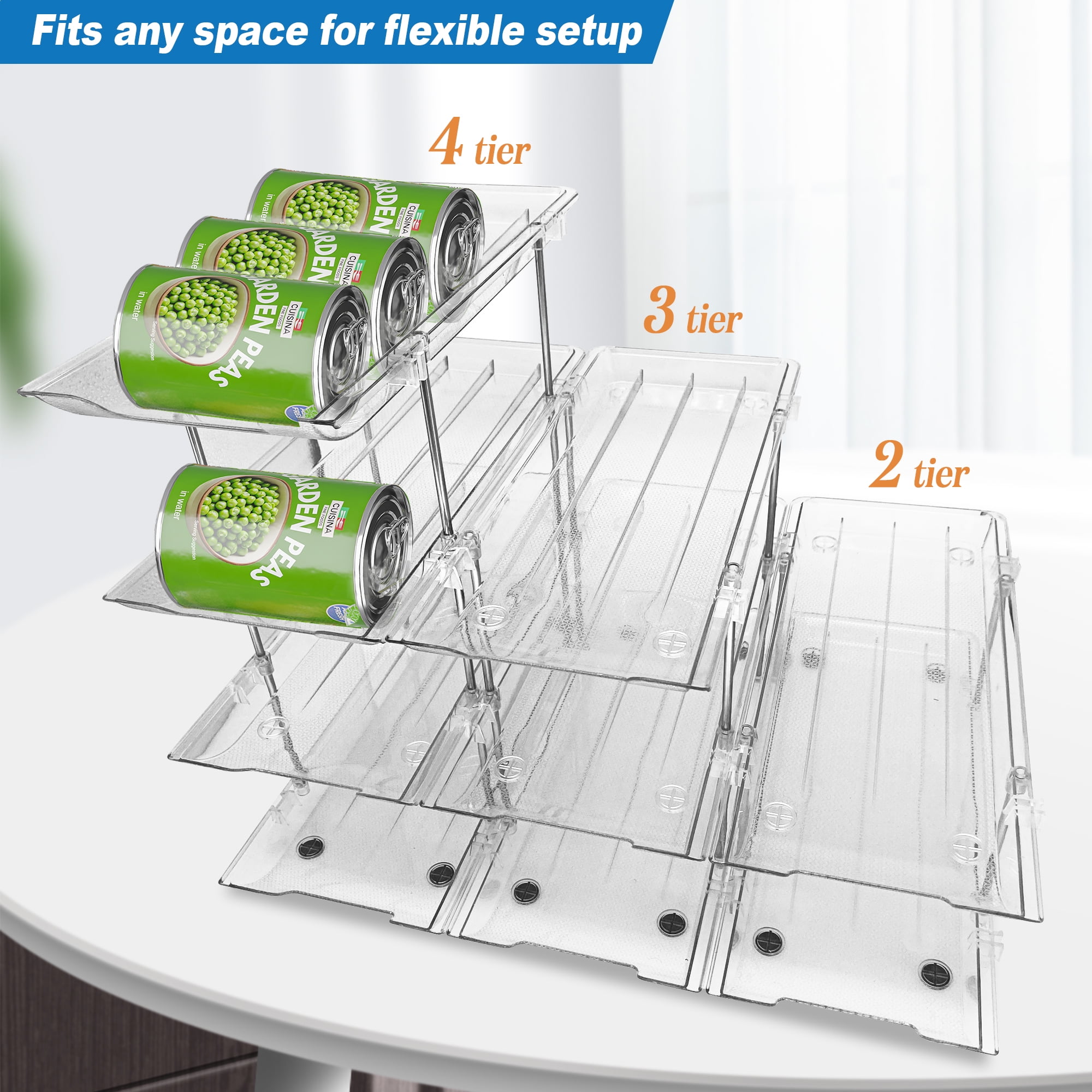 DIHUMK Can Organizer for Pantry Storage Canned Goods Food Holders and Soup Can with Clear Rack 9 Pcs