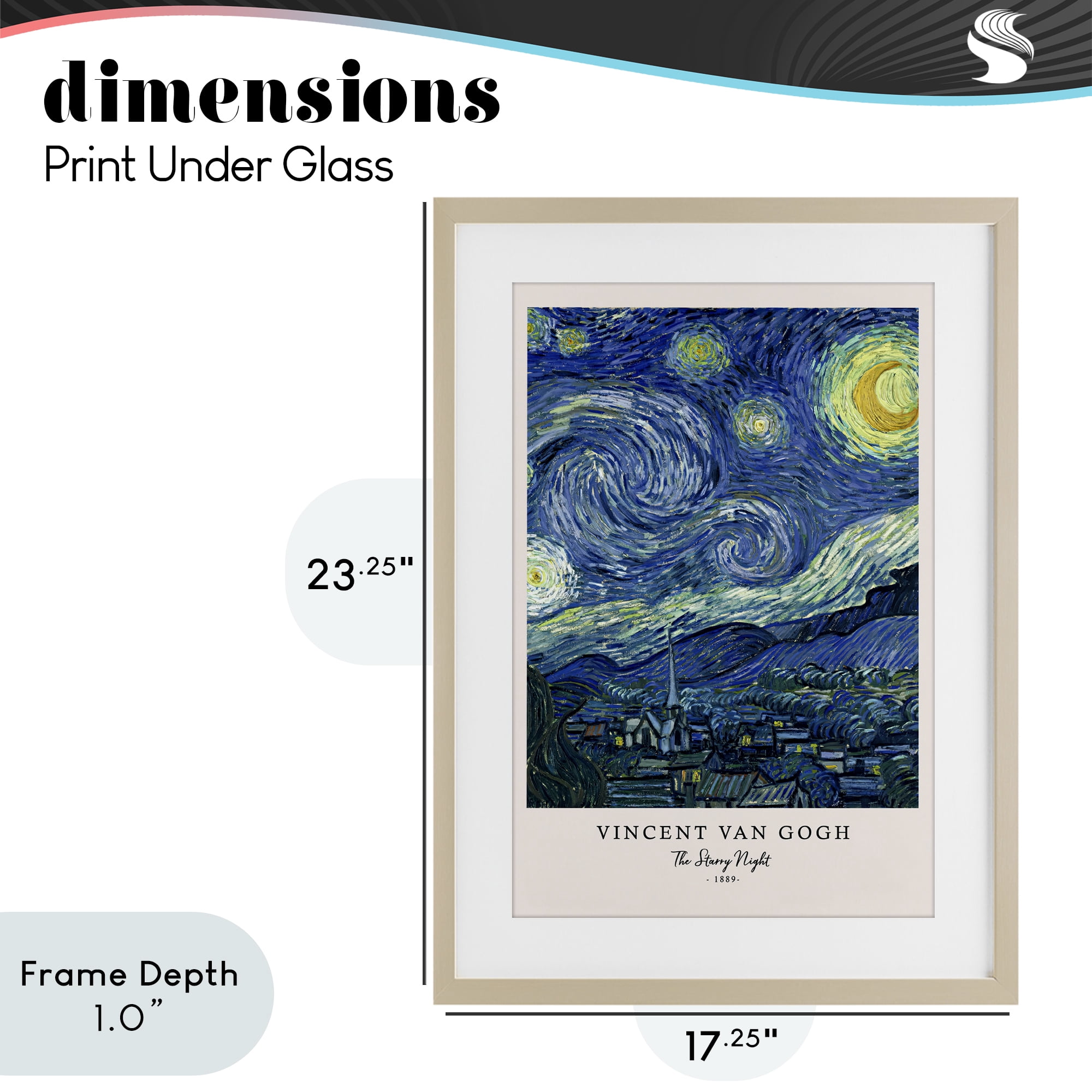 Stupell Industries Classic Starry Night Van Gogh Birch Framed Print Under Glass, design by Vintage Hustle