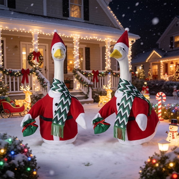Christmas Holiday Porch Decor Set Outdoor Waterproof Fabric Ornament, Cute Festive Yard Decoration, Easy Display Winter Garden Accent for Patio, Lawn, Party and Seasonal Home Decorations