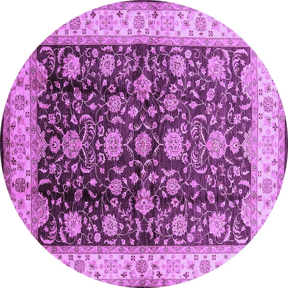 Ahgly Company Indoor Round Oriental Purple Traditional Area Rugs, 8' Round