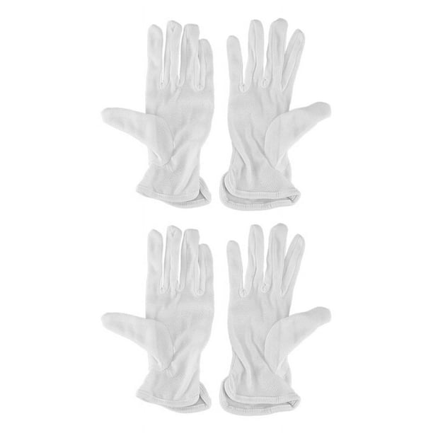2 Par Guantes de Conduccion Trabajo de Algodon Blanco Antideslizante Protector