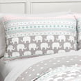 thumbnail image 3 of Elephant Turquoise and Pink Stripe Kids Quilt Set, 3 of 8
