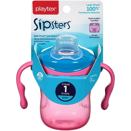Playtex Sipsters Stage 1 Spill-Proof, Leak-Proof, Break-Proof Soft Spout Sippy Cup - 6 ounce - 1 Count Color May Vary