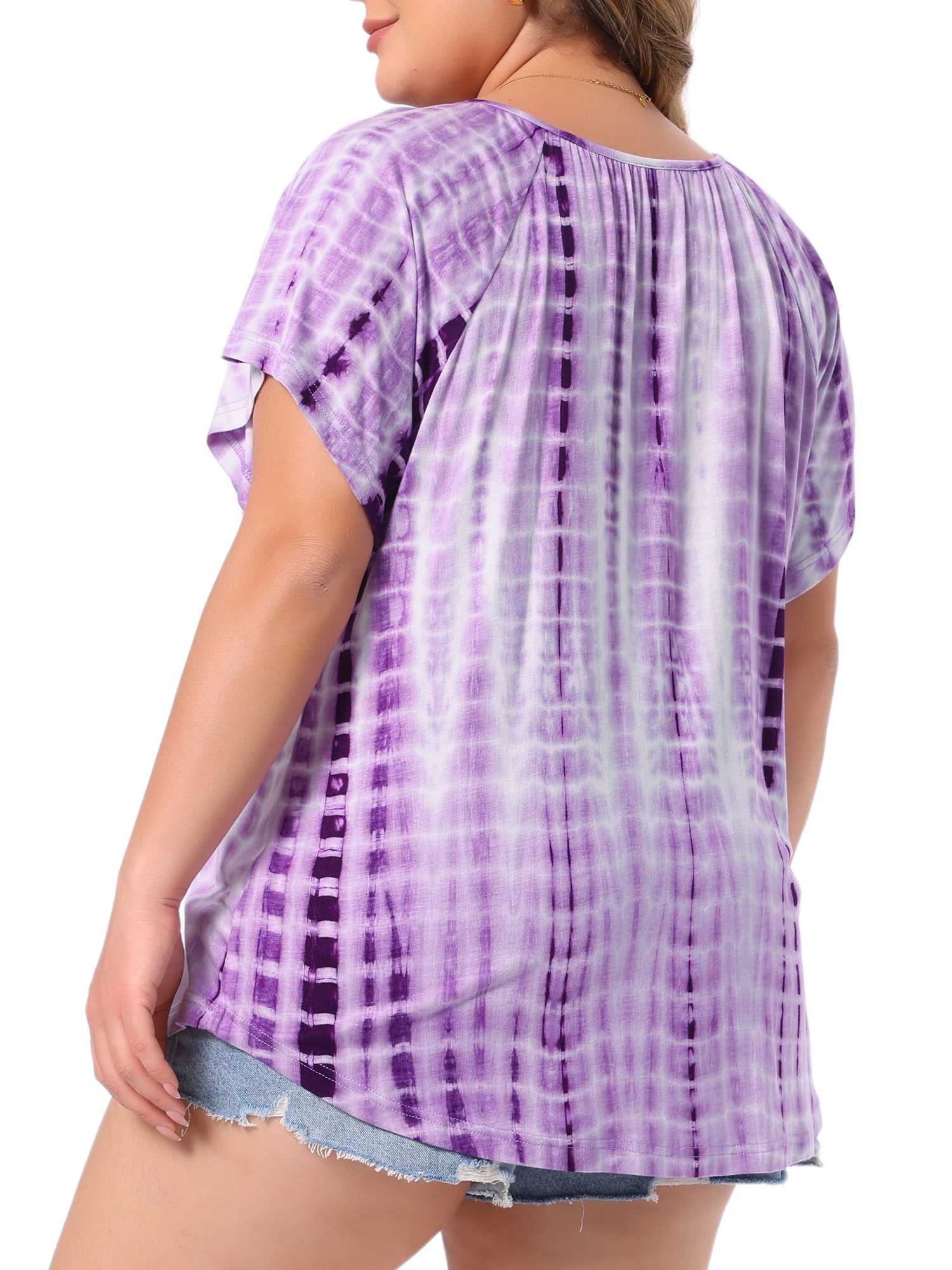 DARING DIVA Women's Plus Soft T-shirt Tye Dye  Casual Top with Comfort Fit 4X Purple