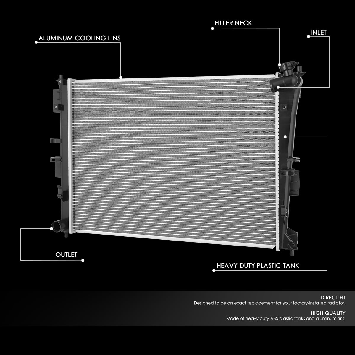 DNA Motoring OEM-RA-13249 Aluminum Radiator For 2011-2015 Optima Sonata 2.4L 12 13 14