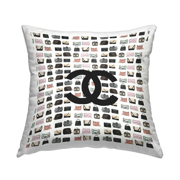 Stupell Industries Chic Fashion Brand Symbol Purses Square Decorative Printed Throw Pillow, 18 x 18,