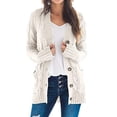 thumbnail image 2 of Flmtop Women Autumn Open Front Knitted Cardigan Sweater Button Pockets Outwear Coat, 2 of 8