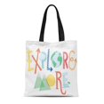 thumbnail image 1 of JSDART Canvas Tote Bag Nursery Explore More Children Explorer Adventure Awaits Inspirational Lettering Reusable Handbag Shoulder Grocery Shopping Bags, 1 of 1