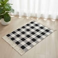 thumbnail image 3 of Vintage Farmhouse Bathroom Rug 2'x3', Black and White Checkered Low Profile Front Entryway Rug with Tassels, Woven Cotton Washable Kitchen Mat Carpet for Foyer Bedroom Back Door Decor, 3 of 9