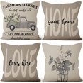 thumbnail image 1 of LAICAIW Spring Pillow Covers 20x20 Inch, Sweet Home Decorative Truck Floral Farmhouse Throw Pillow Covers Square Cotton Linen Couch Pillow Cases for Home Decor, Set of 4 (No Insert Included), 1 of 7
