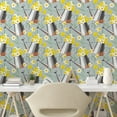 thumbnail image 2 of Ambesonne Daffodils Peel & Stick Wallpaper for Home, Delicate Leaves Flowers, 13"x100", Yellow Grey Pale Teal, 2 of 5