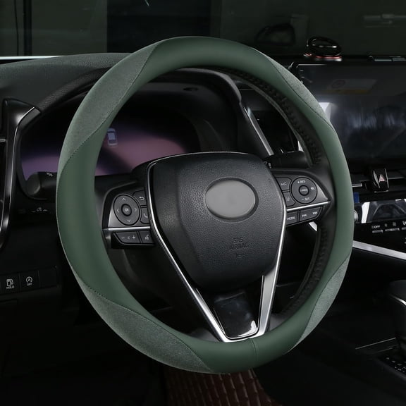 ALEMODR Custom fit Suede Car Steering Wheel Cover for Honda, Green Steering Wheel Protector Standard 15 inch